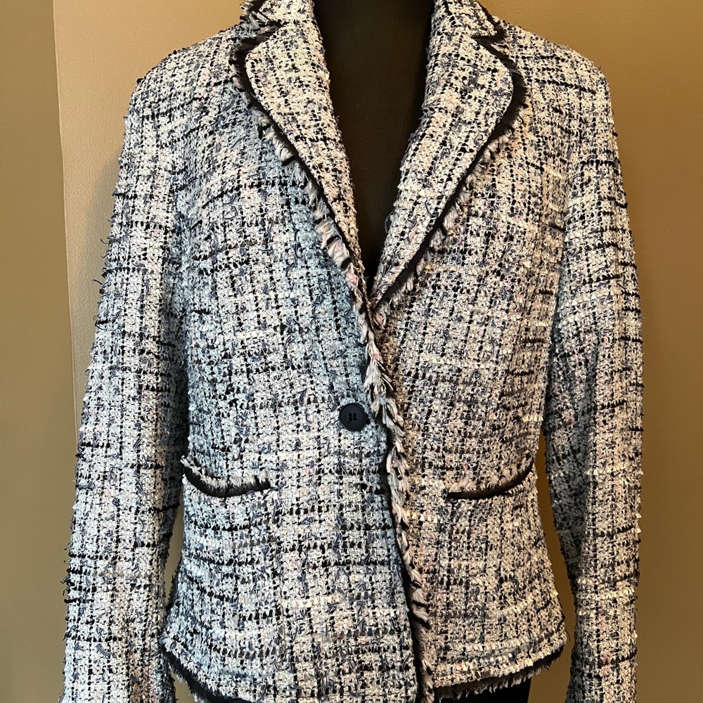 Textured Multi Color One Button Lined Blazer - image 1